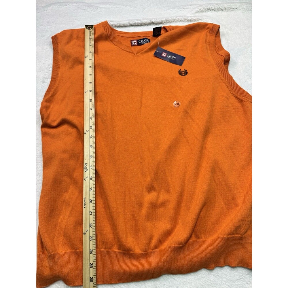 Chaps Mens Sz 2xlSweater Vest Sleeveless Sweater Orange 100% Cotton Preppy NWT - Picture 7 of 11